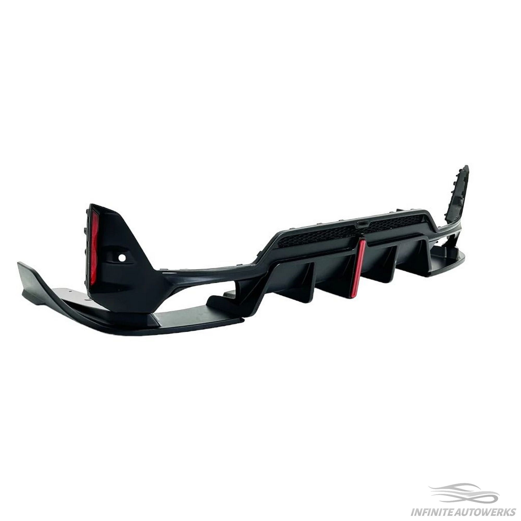 thumbnail image 2 of Gloss Black Rear Lower Diffuser With LED For BMW 3 Series G20 LCI 2023-2024 – Performance Style, 3-Piece Kit 2 of 6